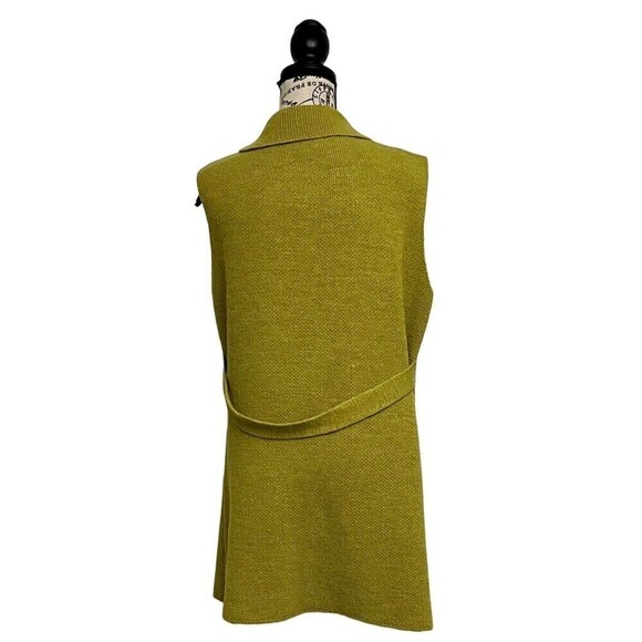 Yida Green Long Lined Cardigan Sleeveless Wool Alpaca Knit Open Designer Retro L - Picture 6 of 11